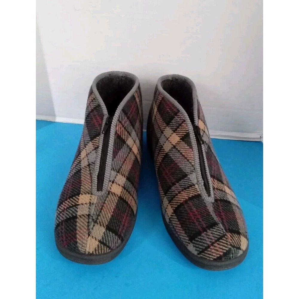 Cozy Plaid Indoor Ankle Boots‎ Slippers Winter Warm House Shoes Comfort Booties